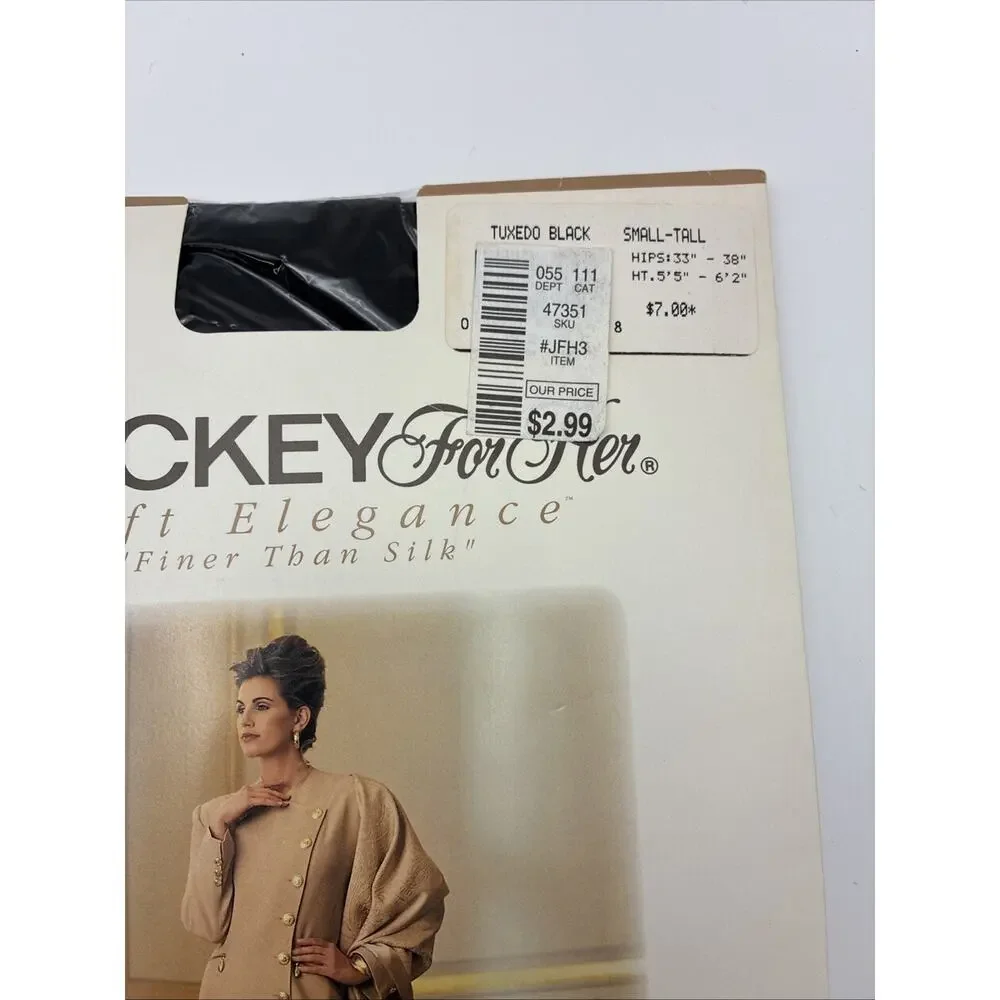 Vintage Jockey For Her Sheer Pantyhose Small Tuxedo Black/ White 1992-1993